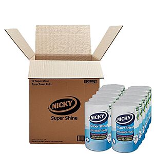 Nicky® Super Shine Multipurpose Paper Towel | Plastic Free Packaging | Paper Wrap | Larger Sheets | 3 Ply | Ultra Strong and Absorbent for $15.39