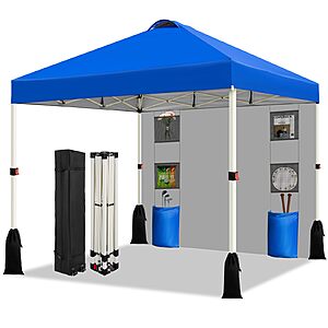 10x10 Pop Up Canopy Tent, 1-Button Push Setup Canopy Tent with 1 Sidewall, Adjustable Height Instant Portable Shelter $89.99