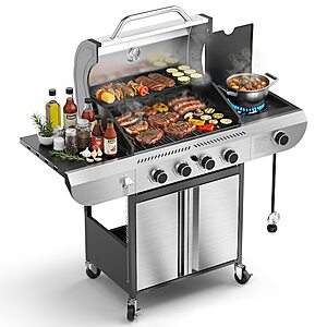 OWSAR Stainless steel Style 4A 4 -Burner Liquid Propane Gas Grill 1 -Side Burner, $279.99, FS, Lowe's