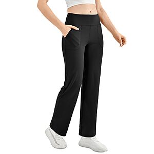 Walifrey Wide Straight Leg Yoga Pants for Women with Pockets (Black, Sizes X-Small - XX-Large) $5.99 + Free Shipping w/ Prime or on $35+