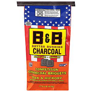 B&B Charcoal Competition Oak Charcoal Briquets 17.6 Pound, $10.46, Walmart