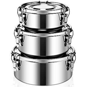 3-Pack Stainless Steel Bento Box Set (13-Oz, 22-Oz & 36-Oz) $23.99 + Free Shipping w/ Prime or on $35+