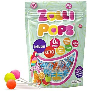 [NEW] $7.47 | 5.2-Oz Zollipops Clean Teeth Pops Sugar Free Candy with Xylitol, Dye-Free Lollipops (Tropical Fruit) at Amazon