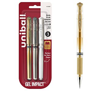 [S&S]3 Pack uniball™ Signo Gel Impact Pens, Bold (1.0mm), Assorted Metallic $5.13 + Free S&H w/ Prime or $35+