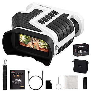 WOSPORTS 4K 48MP Night Vision Goggles, 80X Total Magnification, 1315FT Vision, 5000mAh Battery, IPX Waterproof $69.99