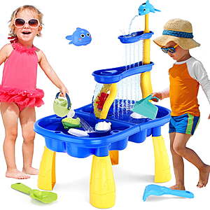 Yexmas Sand Water Play Table for Toddlers, Outdoor Sensory Play Set with 37 PCS Accessories, Beach and Backyard Activity Toy for Kids Boys and Girls $19.99