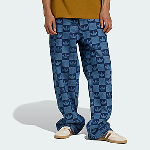 adidas men Monogram All Over Print Regular Denim Pants (Indigo Denim) $35