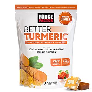 60-Count Force Factor Better Turmeric Soft Chews (Fruit Splash) $9.74 w/ S&S + Free Shipping w/ Prime or on $35+