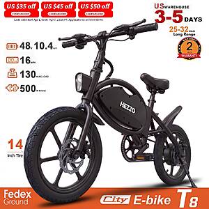 HEZZO T8pro Foldable Electric Bike 48V 10.4Ah 500W 16Inch City Commuter E-bike $276.40 + Free Shipping
