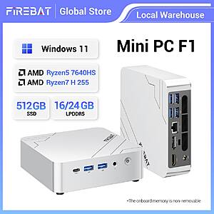 Firebat F1 Mini PC AMD Ryzen5 7640HS 24GB 512GB SSD LPDDR5 WiFi 6 Win11 $340.50 + Free Shipping