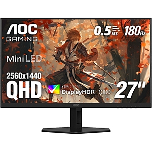 AOC Q27G40XMN 27" 1440p HDR 180 Hz Gaming Monitor
