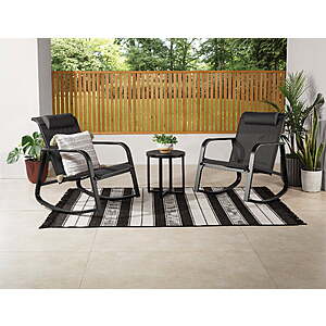 Mainstays Dashwood Steel 3-Piece Rocker Outdoor Chat Set, Black, $147, FS, Walmart