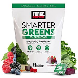 60-Count Force Factor Smarter Greens Superfood Soft Chews (Summer Berry) $9.74 w/ S&S + Free Shipping w/ Prime or on $35+