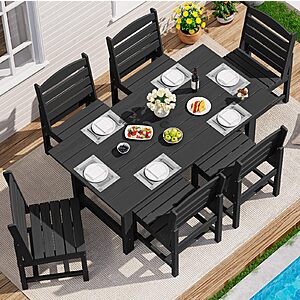 SERWALL Armless Outdoor Dining Set, Patio Dining Set for 6, Black $539.97