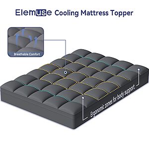 ELEMUSE Queen Grey Mattress Topper, Thick Pillow Top Mattress Pad Cover $32.49