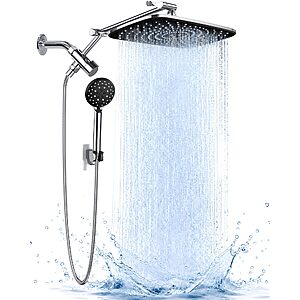 Veken 11.8" High Pressure Shower Head with Handheld, Metal Core Fittings $49.98