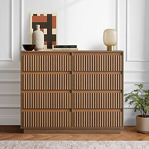 Dejesus 52"W 8-Drawer Dresser Double Dresser With Waveform Fluted Panel $289.99