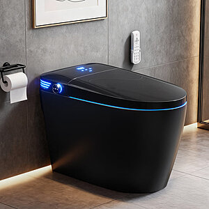 BCANHOME Black Smart Toilet With Advance Bidet And Auto-Open Lid, Soft-Closing Heat Seat, Tankless Auto Dual Flush, Massage Clean, Warm Wash/dryer, Re $607.99