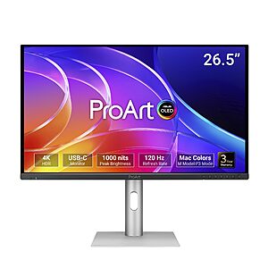 26.5" ASUS ProArt Display OLED 4K HDR 120Hz Monitor w/ KVM $599 + Free Shipping