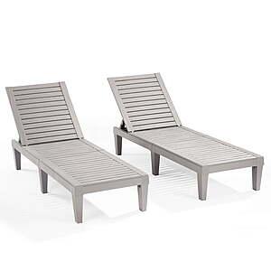 $125 FS WALMART by Cozy Array:  Hearth and Harbor Set of 2 Chaise Outdoor Lounge Chairs for Pool Chairs or Patio Furniture, Gray