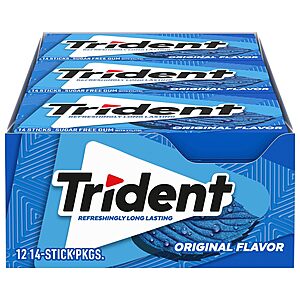 [S&S] Trident Original Sugar Free Gum, 12 Packs of 14 Pieces (168 Total Pieces) $9.63