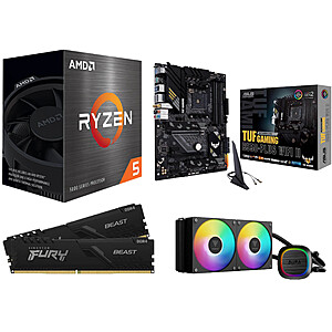 AMD Ryzen 5 5500 + ASUS TUF GAMING B550-PLUS WIFI II MB + Kingston FURY Beast 16GB DDR4 3200 + GAMDIAS AURA 240mm AIO Liquid CPU Cooler + Rosewill Cordless Air Duster $191.23