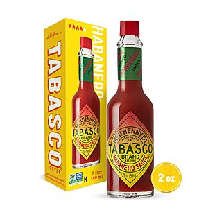 TABASCO® Brand Habanero Sauce, Spicy & Fruity Habanero Hot Sauce, Glass Bottle, Jamaican-Style, Packed with Heat 2 Fl Oz (Pack of 1)~$2.28 With S&S @ Amazon