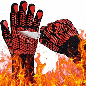 FITFIV BBQ Gloves, 1472°F Heat Resistant with Silicone Grip Oven Mitts $7.98