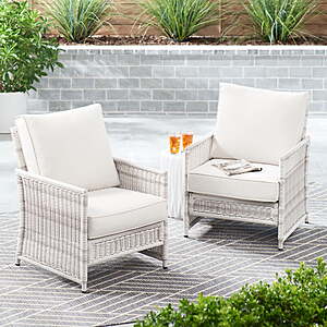 Better Homes & Gardens Paige Outdoor Wicker Stationary Lounge Chairs, Set of 2, White $247 + FS