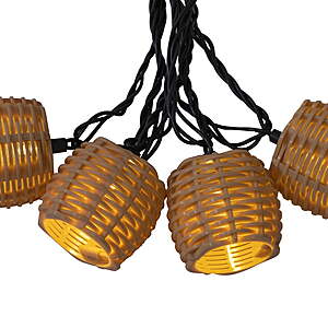 Mainstays 10-Light 7.4-Feet Plug-in Beige Rattan Outdoor String Lights $11.88