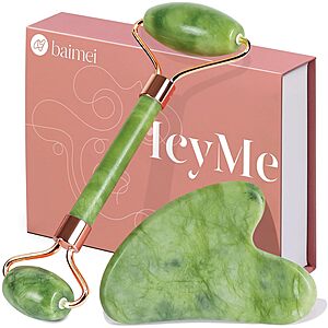 BAIMEI IcyMe Gua Sha & Jade Roller Facial Skincare Tool Set (Green) $3.74 + Free Shipping w/ Prime or on $35+