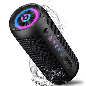 Portable Bluetooth Speaker IPX7 Waterproof, 30W Loud Sound, Deep Bass, Bluetooth 5.4, LED Lights $28.79