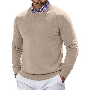 COOFANDY Sweaters for Men Crewneck Sweater Lightweight Knit Dress Sweater $12.99