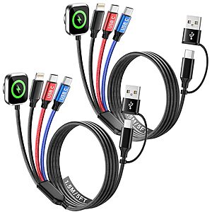 [Prime] 2-Ct 5' MPATIBY 3-in-2 Travel Charging Cables w/ Apple Watch Charger $8.99 + Free Shipping