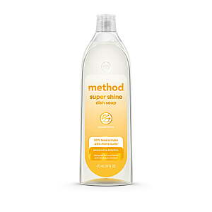 $5.97, get $3 Walmart Cash Limit 5 Method Super Shine Liquid Dish Soap, Powered by Enzymes, Coastal Citron Scented, 16 fl oz