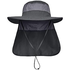 LCZTN Men's UPF 50+ Wide Brim Safari Hat w/ Neck Flap (Dark Grey) $4.99 + Free Shipping w/ Prime or on $35+