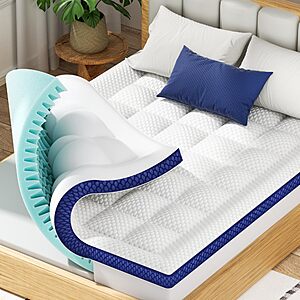 4" BEDELITE Dual Layer King Size Memory Foam Mattress Topper $37.49 + Free Shipping