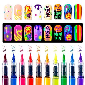 10-Color Gellen Glow-in-UV Nail Art Pens w/ Dual-Tip (0.5-5mm) $7.99 + Free Shipping w/ Prime or on $35+