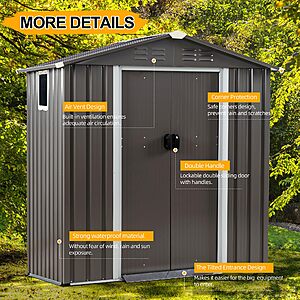 Shintenchi 6x4 FT Outdoor Storage Shed with Window, Lockable Outdoor Waterproof Tool Storage Sheds $125.99