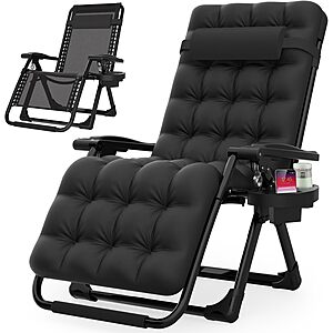 Suteck Zero Gravity Chair, Reclining Camping Chairs w/Removable Cushion, various colors, from $52.21