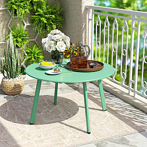 Cera 27.5 '' Outdoor Round Steel Coffee Table $28.99 at Wayfair