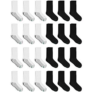 $12.98* | 24-Pack Hanes Boys' Crew Cotton Cushioned Socks (White/Black) at Amazon