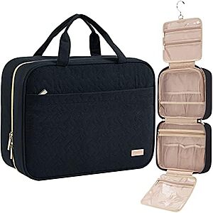 $9.99* | 7.9L NISHEL Women's Travel Hanging Toiletry Bag (Black) at Amazon