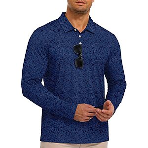 ZITY Men's UPF 50+ Long Sleeve Golf Polo Shirt (Various) $7.49 + Free Shipping w/ Prime or on $35+