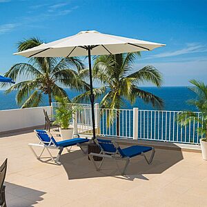Simple Deluxe Patio Umbrella Outdoor, UV Protection Sunshade with Push Button Tilt/Crank and 8 Sturdy Ribs, for Table Garden Lawn Beach Pool, 9 FT, Beige 1-pack $40.6