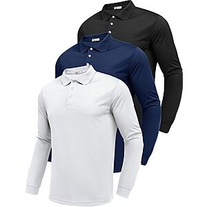 3-Pack PINSPARK Men's Long Sleeve Golf Polo Shirts (Various) $16.99 ($5.66 each) + Free Shipping w/ Prime or on $35+
