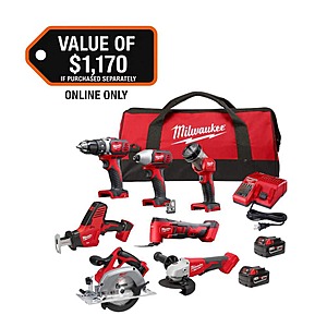 Milwaukee M18 18-Volt Lithium-Ion Cordless Combo Kit 7-Tool with 2-Batteries, Charger and Tool Bag $499
