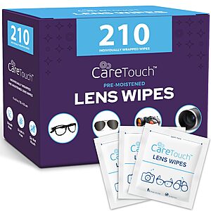 $9.79 S&S Q 15% S&S: 210 Count Lens Wipes for Eyeglasses, Eyeglass Cleaning Wipes Pre-moistened Individually Wrapped Scratch-Free Streak-Free