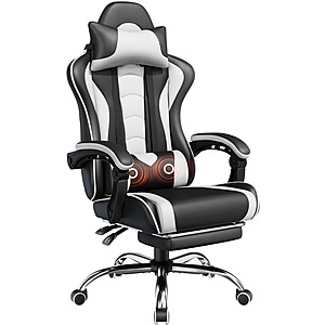Yaheetech Gaming Chair w/ Footrest & Massage Lumbar Pillow $76 + Free Shipping