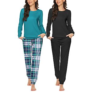 2-Pack 2-Piece Ekouaer Women's Long Sleeve Crew Neck Top & Jogger Pajama Set (Various) $19.99 ($9.99/pack) + Free Shipping w/ Prime or on $35+